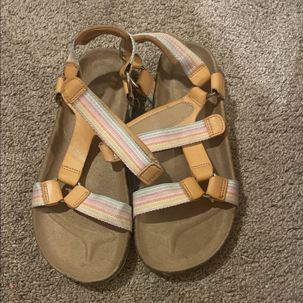 Kids Cat & Jack Tan Sandals with Multicolor Straps